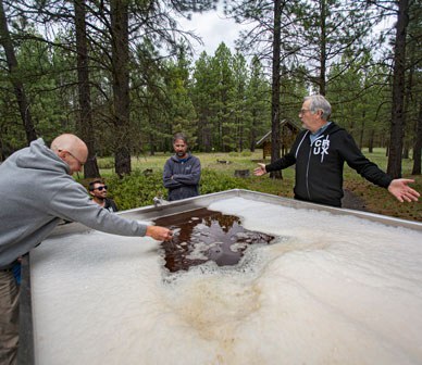 Crux's Gypsy Coolship No. 2 soaking up the terroir at the Metolius Preserve. Photo: Jay Mather.