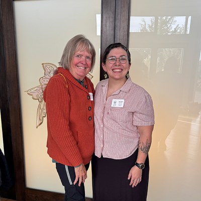 2025 Outstanding Volunteer Award winner Colleen Egertson with Mo Odell, the Land Trust's Community Engagement Associate. Photo: Land Trust.