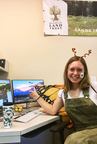 Sophie gets excited for butterflies! Photo: Land Trust.