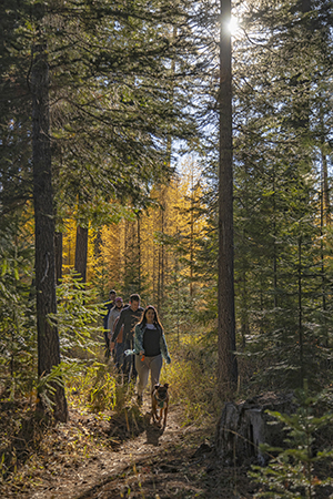 Hikers explore the Metolius Preserve in the fall. Photo: Jay Mather.